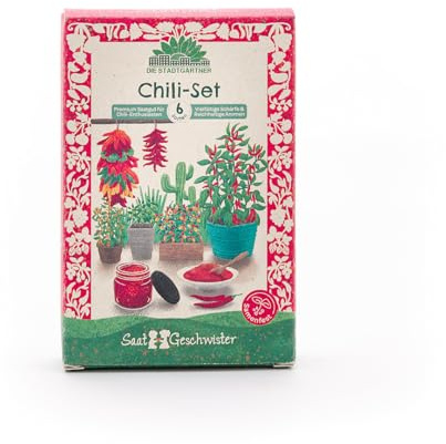 Fröset med 6 chilisorter | Frösäkra premiumfrön för chilivänner som Jalapeño, Habanero, Naga Black etc. | Present till chilientusiaster till födelsedag, jul eller som souvenir