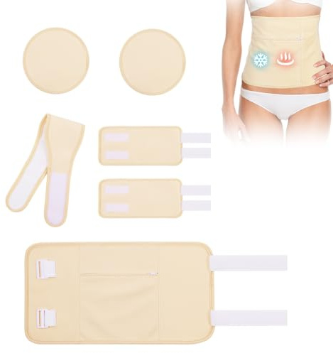 AOOWU Organisk ricinoljeförpackning, Castor Oil Pack Kit, återanvändbar ricinolja förpackningsset för leveravgiftning, sköldkörtel, matsmältning, förstoppning, 6-pack