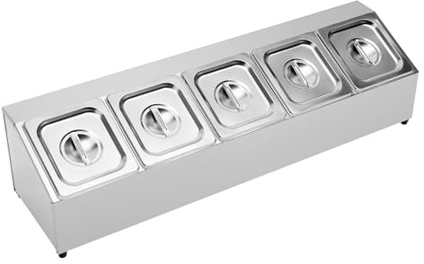 Tagtuell Edelstahl Behälter, Gastronormbehälter, Aufsatzbord für GN Behälters Gastronorm RCPN 6 (Edelstahl, inkl. 6 GN 1/6 Behälter mit Deckel, spülmaschinenfest)