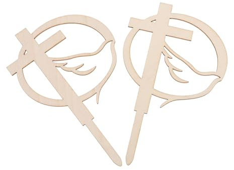 Garneck 2 Stück Tortendekoration Essbarer Glitzer Babyparty Tortenaufsatz Hochzeitstortenaufsatz Hochzeitsdeko Cupcake Topper Kreuz Taube Kuchenaufsatz Happy Birthday