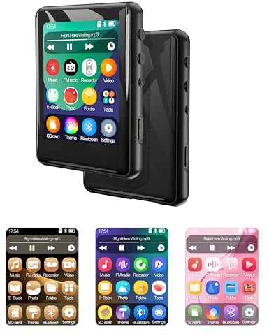 32GB MP3 Player mit Bluetooth 5.3, 2,4 Zoll Full-Touchscreen, Tragbarer mp3 Player Kinder mit Lautsprecher, Sprachaufzeichnung, FM Radio, Zufallswiedergabe, kabelgebundene Kopfhörer inklusive