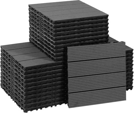 CCLIFE Dalle Terrasse Exterieur, Dalles Clipsables Exterieur, Dalle WPC Résistant aux intempéries, Système d'Emboîtement, 30x30 cm, Imperméable Antidérapant, Balcons et Jardins, Gris Clair