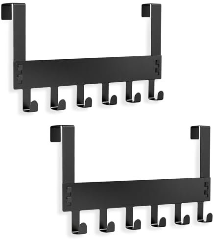 lompyeu Türhaken zum Einhängen - 2 Stück Türgarderobe zum Einhängen mit 6 Haken（Passend für Türen mit einer Stärke von 2,3 cm）, für Garderoben, Badezimmer-Handtuchhaken, Küchenschränke
