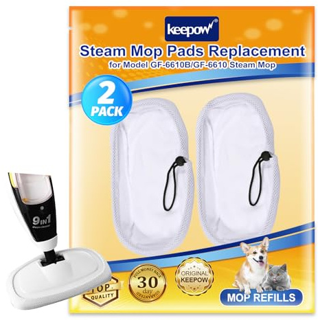 KEEPOW Steam Cleaner Pads for Morphy Richards, 2 Pack | Microfibre Replacement Pads, Steam Mop Pas for Morphy Richards 720020, 720021, 720502, 9 in 1 Steam Cleaner Mop