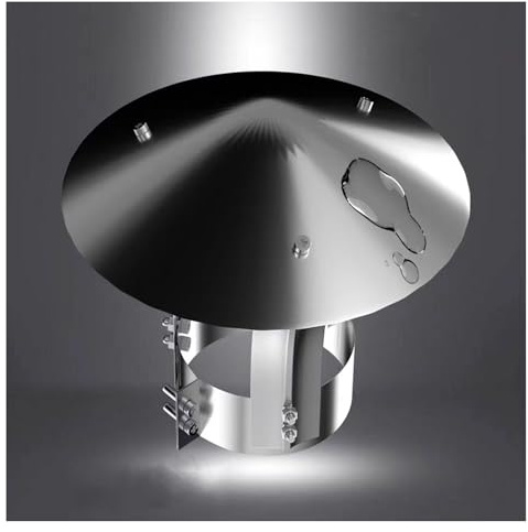 Comignolo per Tetto Tondo - Cappuccio di sfiato in Acciaio Inox, Copertura conica per Camino Resistente alle intemperie, sfiato per Tetto zincato, Isolamento Perfetto, Dimensioni 30 cm x 50