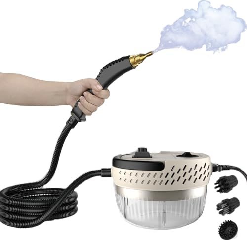 Pulitore a vapore portatile, con capacità di 1400 ml e 8 accessori, regolazione a 6 velocità, funzione anti-bruciatura intelligente per tappeti, WC, pavimento, forno