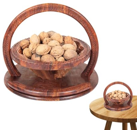 Zusammenklappbare Körbe für Brot und Nüsse, faltbarer Korb mit getrockneten Früchten - 4-teiliger Mehrzweck-Obstkorb aus Holz für die Küchentheke,Zusammenklappbarer Obstkorb für Süßigkeiten, Obst, Nüs