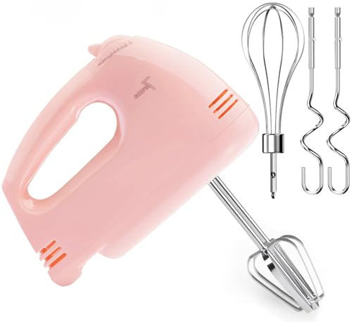 Hand Mixer, Electric Cake Whisk Food Mixer for Baking Self-Control/Turbo Boost + 4 Stainless Steel Accessory Food Beater for Cake Bread (CX6610-PK)