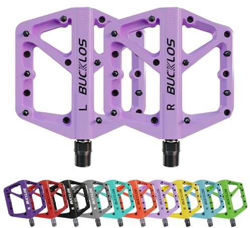 AEYINO Pédales de VTT plates pour VTT - Grande plateforme - En nylon - Antidérapantes - Pour vélo adulte - 9/16
