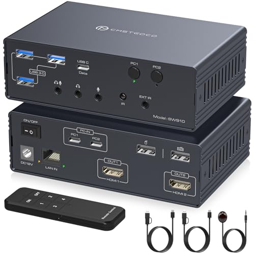 VEDINDUST USB C KVM Switch Dock 2 Computers 2 Monitors 4K120Hz Mac Windows