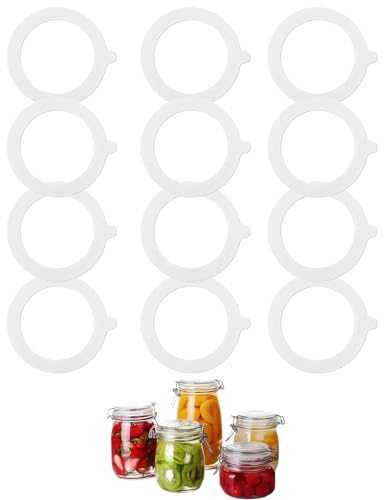 HUVZOR 12 PCS Juntas de Silicona para Tarros,Junta de Silicona de Repuesto,Anillos de Sellado para Frascos,Junta Hermético de Repuesto,para Frascos de Vidrio,Almacenamiento de Alimentos