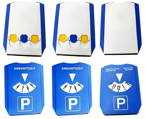 AoutoRui 3X Parkscheibe mit Eiskratzer für Auto und Motorrad | Parkuhr inkl. mit 6 integrierten Einkaufswagenchips und Eiskratzer | Parkscheiben | Parking Disc