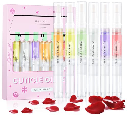 Makartt Stylo Huile Cuticules Ongles 6 Pièces | Absorption Rapide, Non-Gras, Pour Cuticules Sèches, Idéal Pour Soin des Ongles à Domicile & en Salon