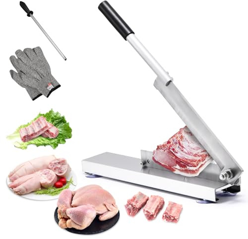 Moongiantgo Manual Meat Bone Cutter with 14 Inch Long Knife, Chicken Chopper Rib Cutter Slicer Heavy Duty, Bone Slicer for Chicken Pig Lamp Beef Goat Fish Butcher Commercial & Home Kitchen (14'')