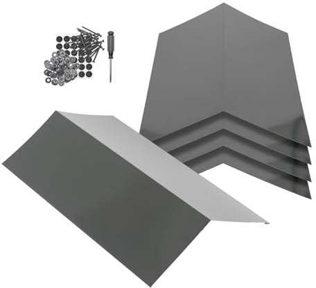 Harbour Housewares 5-Pack Anthracite Metal Roofing Ridge Caps - Galvanised Steel Waterproof Rust-Resistant Finish - Flexible Heavy Duty Roof Apex Protection for Shed Garage Outbuilding