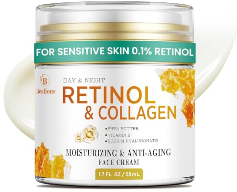 Retinol Cream Anti Aging for Face: Wrinkle Cream for Face Neck with Collagen & Hyaluronic Acid - Reduces Wrinkles Fine Lines, Lifting Facial Skin for Women, Day & Night Care (50 ml)