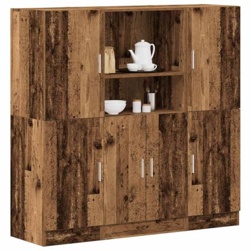 FWIKDUN Set di 3 mobili da cucina effetto legno anticato per riporre utensili da cucina in legno con molto spazio per utensili da cucina e fissaggio variabile per porta per cucina e commerciale