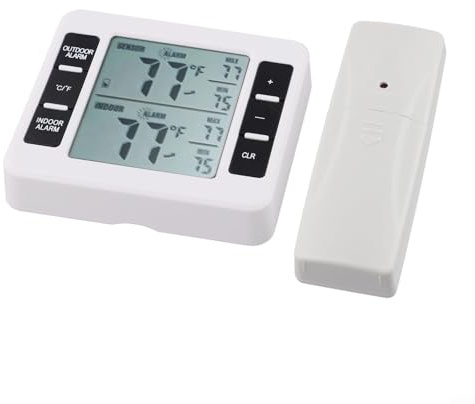 Digital Wireless Thermometer For Indoor And Outdoor Use, Fridge Temperature Monitor With 12 Sensors And Audible Alarm For High And Low Temperatures(1X sensor)
