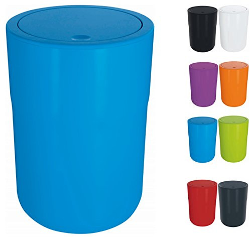 Spirella Design Cocco Cocco kosmetisk hink med extra ring för soppåsar, pedalhink svänglockshink, avfallsbehållare med svänglock 5 liter (Ø x H): 19 x 26 cm blå