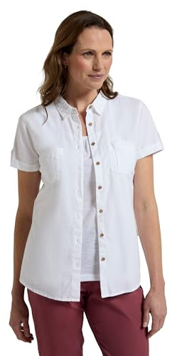 Mountain Warehouse Coconut Short Sleeve Womens Shirt - 100% Cotton Ladies Top, Lightweight, Breathable Blouse, Mesh Lined Tee - Spring Summer, Travelling White Women's Size 14