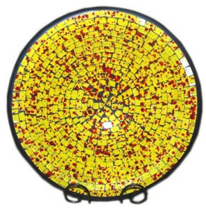 Unbekannt Deko - Schale Glasmosaik Schale rund gelb/rot pigmente 20cm