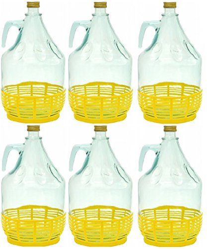 6er SET GLASBALLON GÄRBALLON FLASCHE GLASFLASCHE WEINBALLON GLAS BALLON 5L BDP5Z