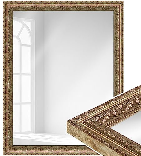 WANDStyle großer Spiegel Bronze, Barock Spiegel, großer Wandspiegel Vintage 41x101 cm, Ganzkörperspiegel, Hängespiegel groß, Badspiegel Holz, Flurspiegel Wand, Mirror E024 - Made in Germany