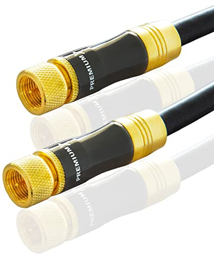Premium X 1m Sat-Kabel - Satelliten-Kabel, Antennenkabel, Koaxialkabel TV Kupfer mit vergoldeten F-Steckern - Gold-Line, Abschirmmaß 135dB, Fernseher & Radio - 4K, HDTV, DVB-T/C/S/S2