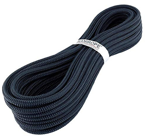 Kanirope® Polyesterseil Seil Polyester POLYBRAID 8mm 20m Schwarz 16-fach geflochten