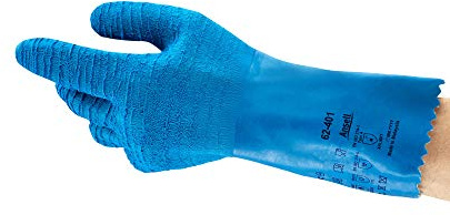 VersaTouch Ansell AlphaTec 62-401 Latex-Handschuhe, Chemikalien Handschuhe, Chemikalien- und Flüssigkeitsschutz, Industrie PSA, Arbeitshandschuhe Wiederverwendbar, Blau, Größe 2XL (6 Paar)