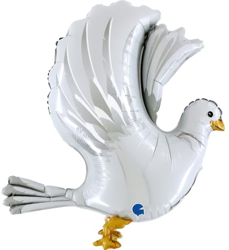 PartyMarty 3D Folienballon HOCHZEITSTAUBE weiß 94cm - Hochzeitsballons Ballon Dove Hochzeit Geschenk Dekoration