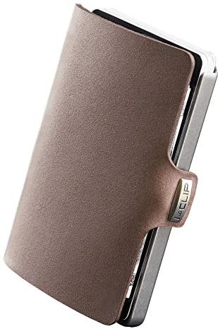I-CLIP Original Slim Wallet - Leder Geldbörse mit Geldklammer - Glattleder Oak mit silbernem Rahmen