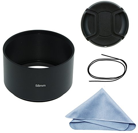 SIOTI 58mm Lens Hood, Oxidation Matte Anti Reflective Treatment, Aluminum Alloy, with 1 * 62mm Lens Cap, Compatible with Sony/Canon/Nikon/Fuji etc >85mm Camera Lens