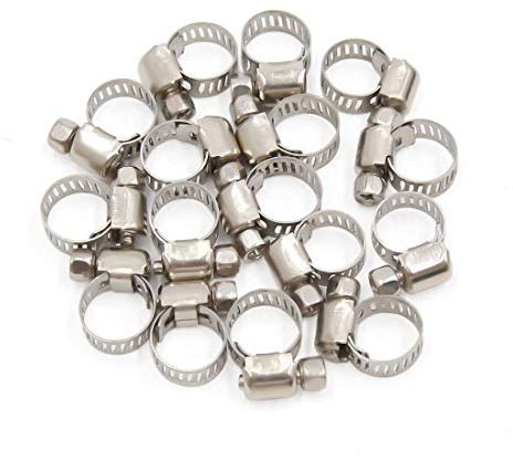 sourcing map 16pcs Collier de Serrage Tuyau Pince Clip Serre Joint Inoxydable Acier Réglable 8-16mm Pour Voiture Tuyau Câble
