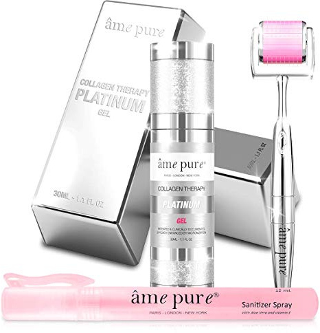 âme pure® CIT Face Roller PLATINUM SET Klinisch Erwiesene Anti-Pickel- und Aknenarben-Mikronadelbehandlung für Reine, Gesunde Haut (Dermaroller 0.5mm + Gel + Desinfektionsmittel)