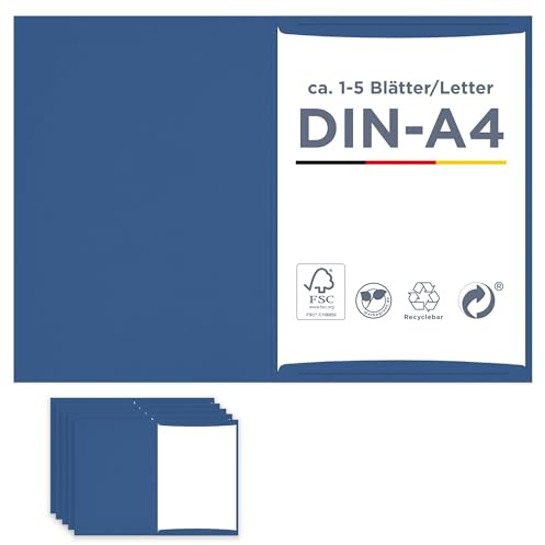 50 x Urkundenmappe für A4 blau, FSC® MIX 70%, hochwertige, stabile Dokumentenmappe 320g/m² Karton, Made in Germany, Kondolenzmappe, Zeugnismappe, Zertifikate, Auszeichnungen, vom Hersteller Werbegrün