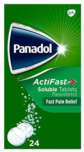 Panadol ActiFast Pain Relief Tablets, Soluble Paracetamol Tablets, Backache and Sore Throat, Pack of 24
