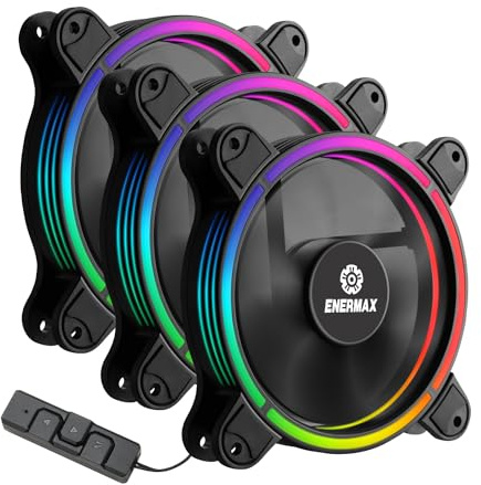 ENERMAX Ventilateurs 120mm RGB LED Adressable, ultra silencieux Haut de gamme T.B.RGB Ad. (UCTBRGBA12P-BP3) Pack de 3 unités, Pale Détachable, technologie anti-poussière