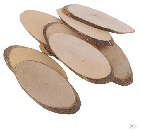 Tubayia Lot de 50 rondelles ovales en bois naturel pour bricolage, artisanat, décoration de mariage