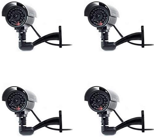 Digicharge Dummy CCTV Camera Outdoor Indoor Fake CCTV Security Imitation Surveillance Cam Flashing LED (4PCS, 4PCS)