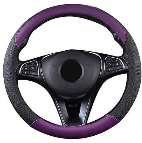SFONIA Auto Lenkrad Abdeckung Lenkradschutz Lenkradhülle PU Leder Universal 37-38cm/15 Rutschfest Atmungsaktiv Langlebig (Lila)