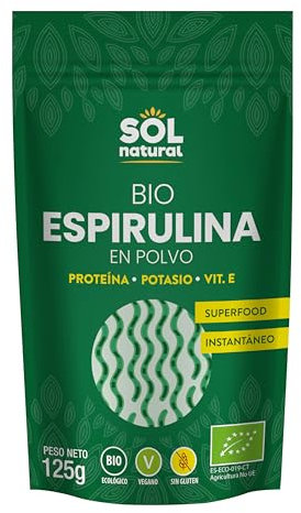Sol Natural - Espirulina en polvo ecológica - Superalimento detox - 125 g