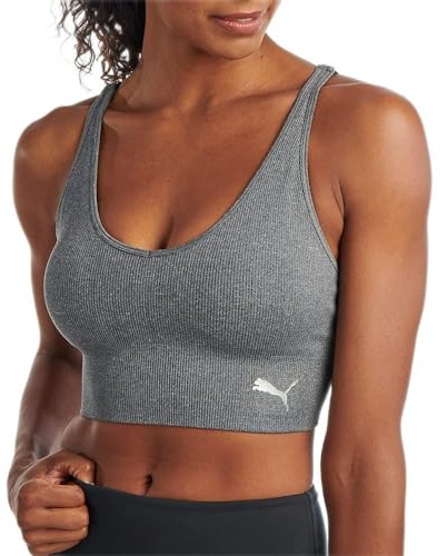 Puma Reggiseno Sportivo da Donna Mirrored Senza Cuciture, Senza Cuciture, Medium Heather Grey, S