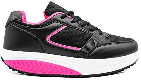 Mapleaf Scarpe Basculanti Donna Uomo Glutei Sneakers Fitness Ginnastica Schiena Dimagranti Sportiva Scarpa Foam Invernali Estive Jogging Ortopedico Comode Donnascarpe Fucsia Nero Taglia 37