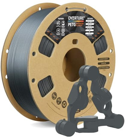 OVERTURE PETG Filament Aufgerüstet 1,75 mm, 1kg (2,2 lbs) Spule, 3D-Druck-Filament, Maßgenauigkeit +/- 0.02 mm (Space Grau)