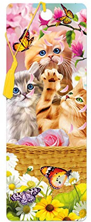 3D LiveLife Bookmark - Spännande Tid För Kattungen från Deluxebase. Ett bokmärke med linskulärt 3D-konstverk med licens från den berömda konstnären Michael Searle.