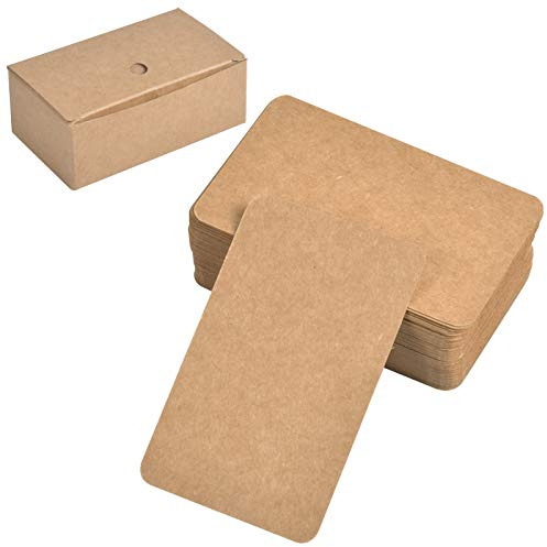 100 Stk Kraftpapier Karten, Blanko Papier Karten Wortkarte, Leere Visitenkarten Karteikarten, Mitteilungskarte DIY Papier Karten Kärtchen für Nachricht Geschenk (Braun)