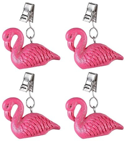 Twofish Home Set of 4 Flamingo Shaped Tablecloth Clamps Flamingo Tablecloth Weights Clips S/4 100% Handicraft Flamingo Tablecloth Weight Clips Pack of 4