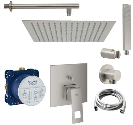 vanvilla Duschsystem Unterputz mit Duscharmatur Grohe gebürstet GB02