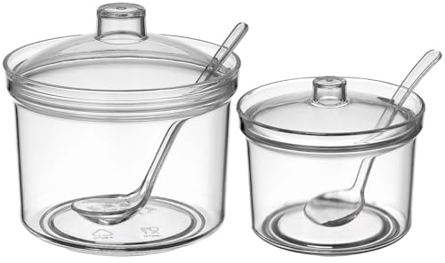 Cabilock Gewürzbox Transparent Mit Deckel Und 2 Kleinen Löffeln Salz Zucker Aufbewahrungsglas Für Küche Und Haushalt 4.33X3.94 Zoll Umweltfreundliches Küchenzubehör